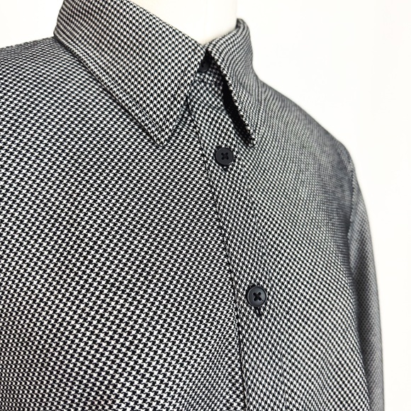 Vintage 90’s Micro Houndstooth Plaid Button-Front Midi Dress | Size M - Picture 6 of 8